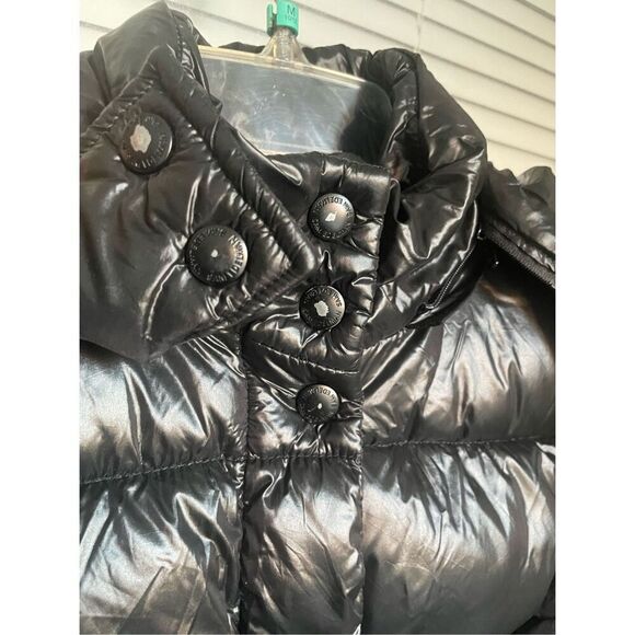 Sam Edelman Puffer Jacket Shiny With Detachable Hood Kids Black Size S 7/8 - Picture 9 of 14